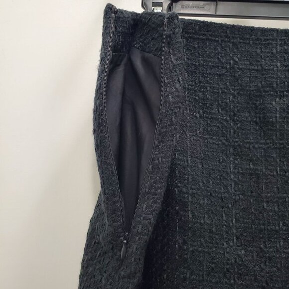 Ann Taylor LOFT Black Tweed Silver Button Nautical Faux Wrap‎ Kilt Skirt NWT 12 - Picture 6 of 10